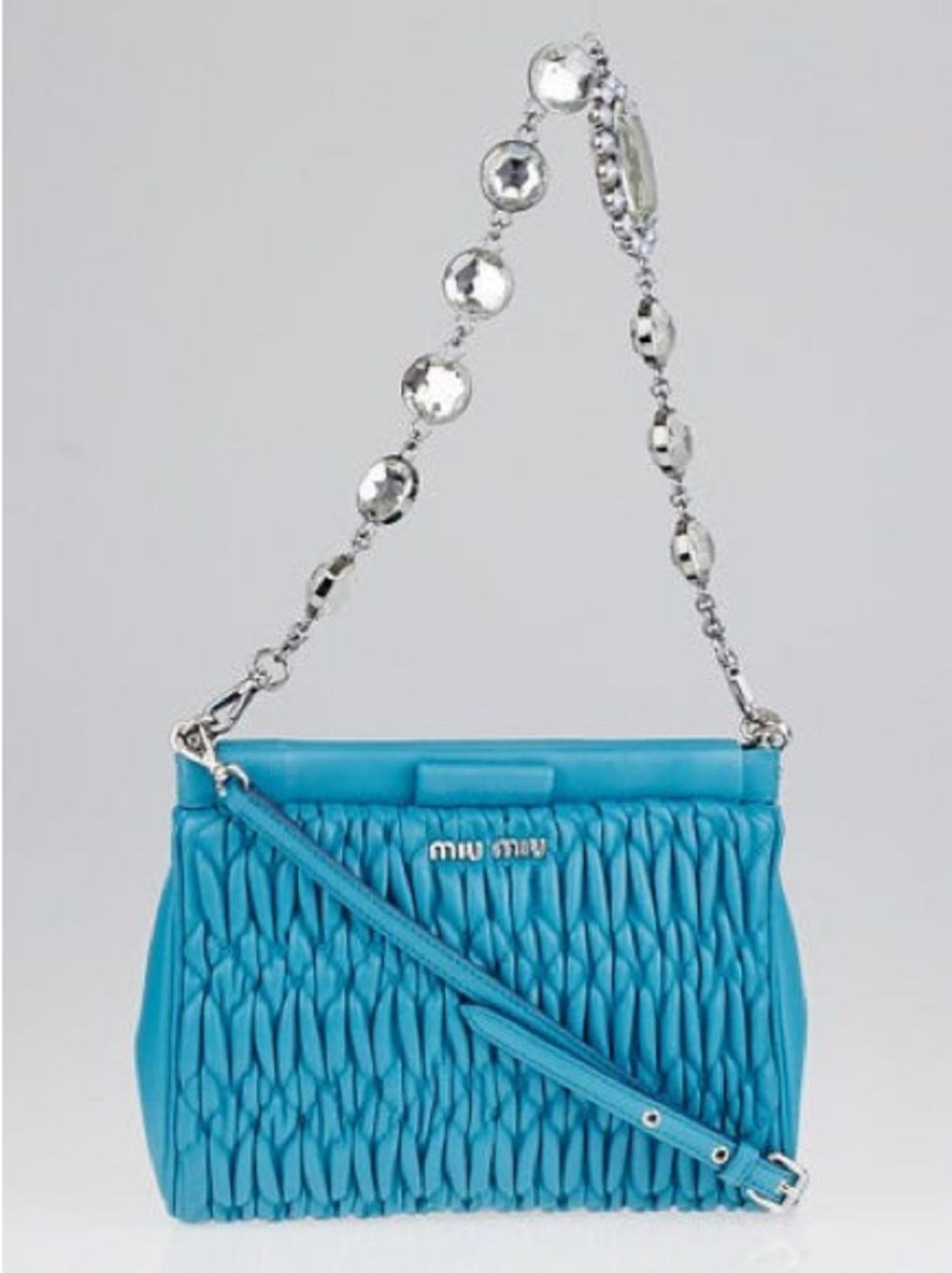 Miu Miu Teal Quilted Shoulder Bag